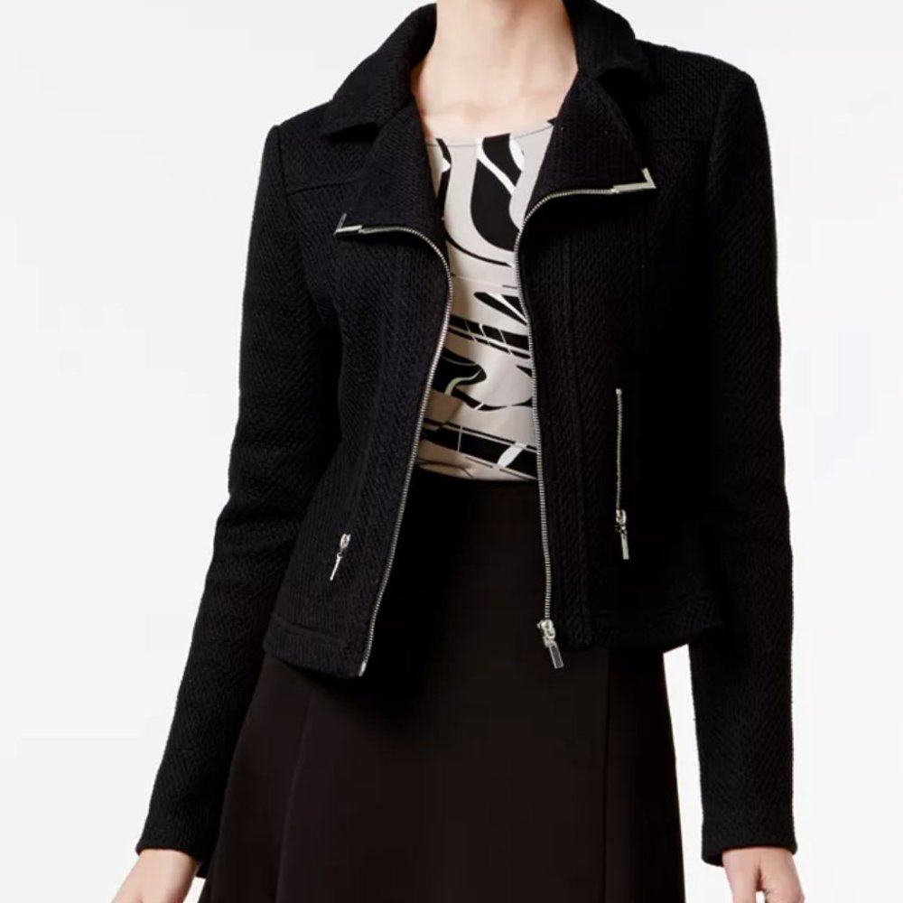 ALFANI Petite Textured Moto Jacket